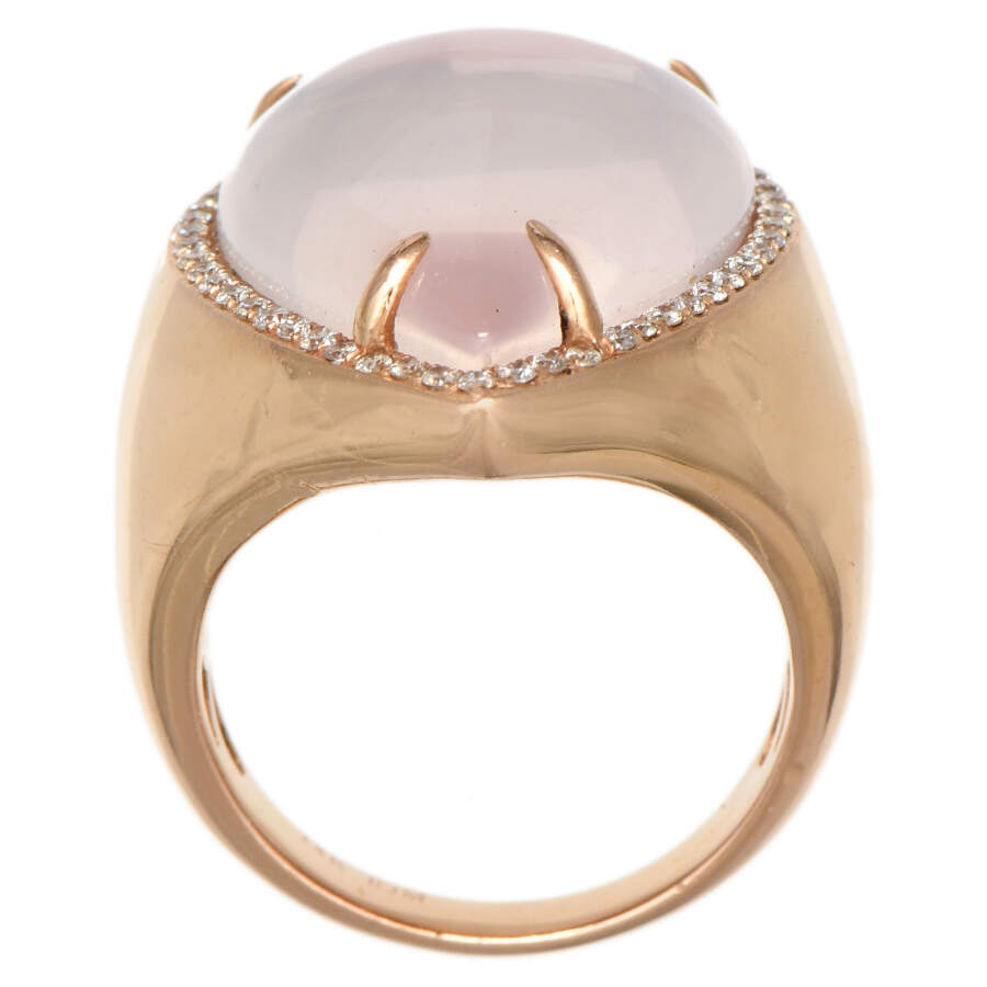 14KR Rose Quartz (16.0) & Diamond Statement Ring-4