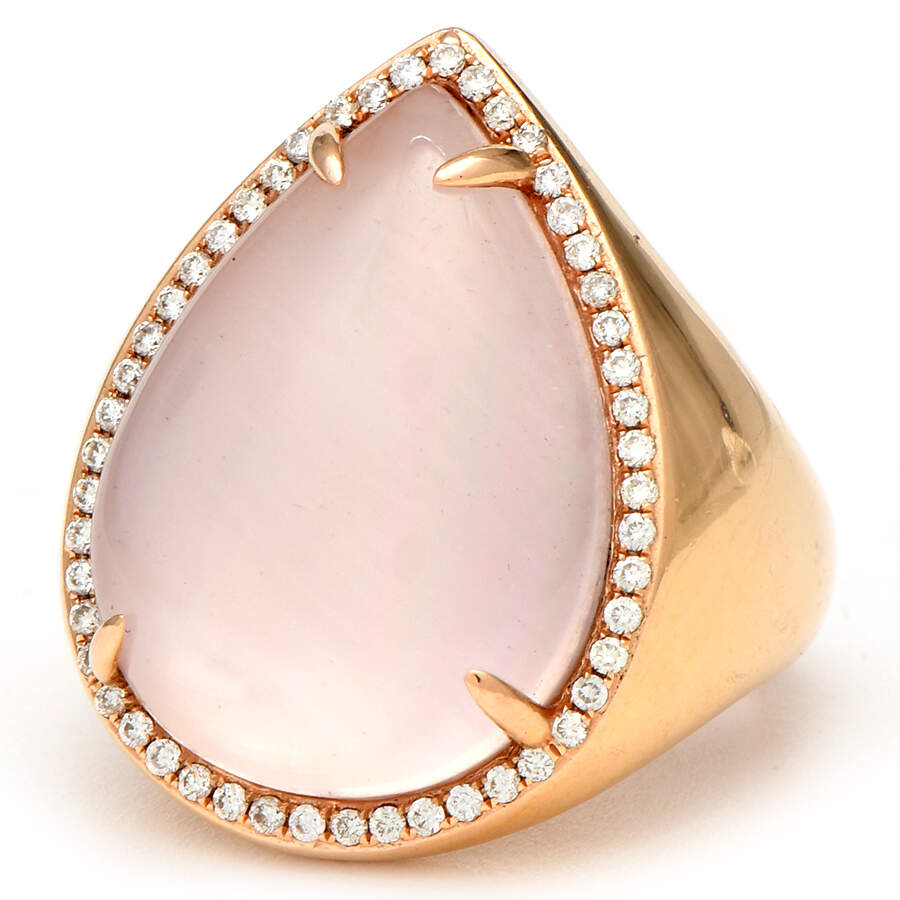 14KR Rose Quartz (16.0) & Diamond Statement Ring-1