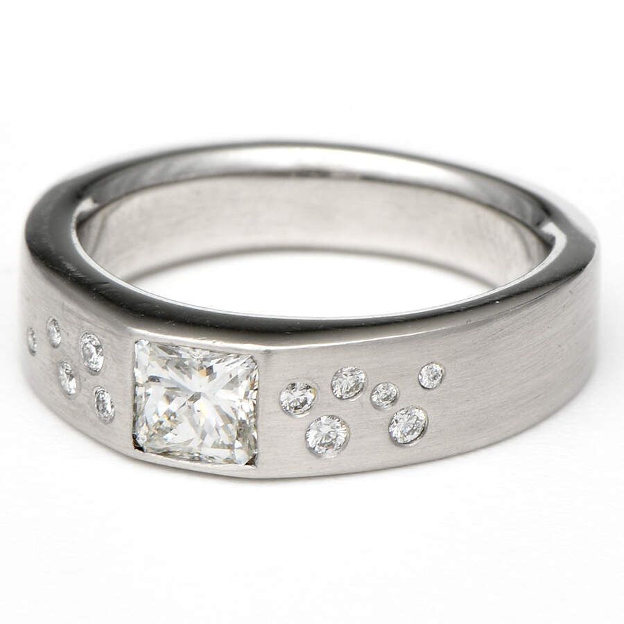 Platinum Diamond(0.70) Satin Finish Band Ring-1