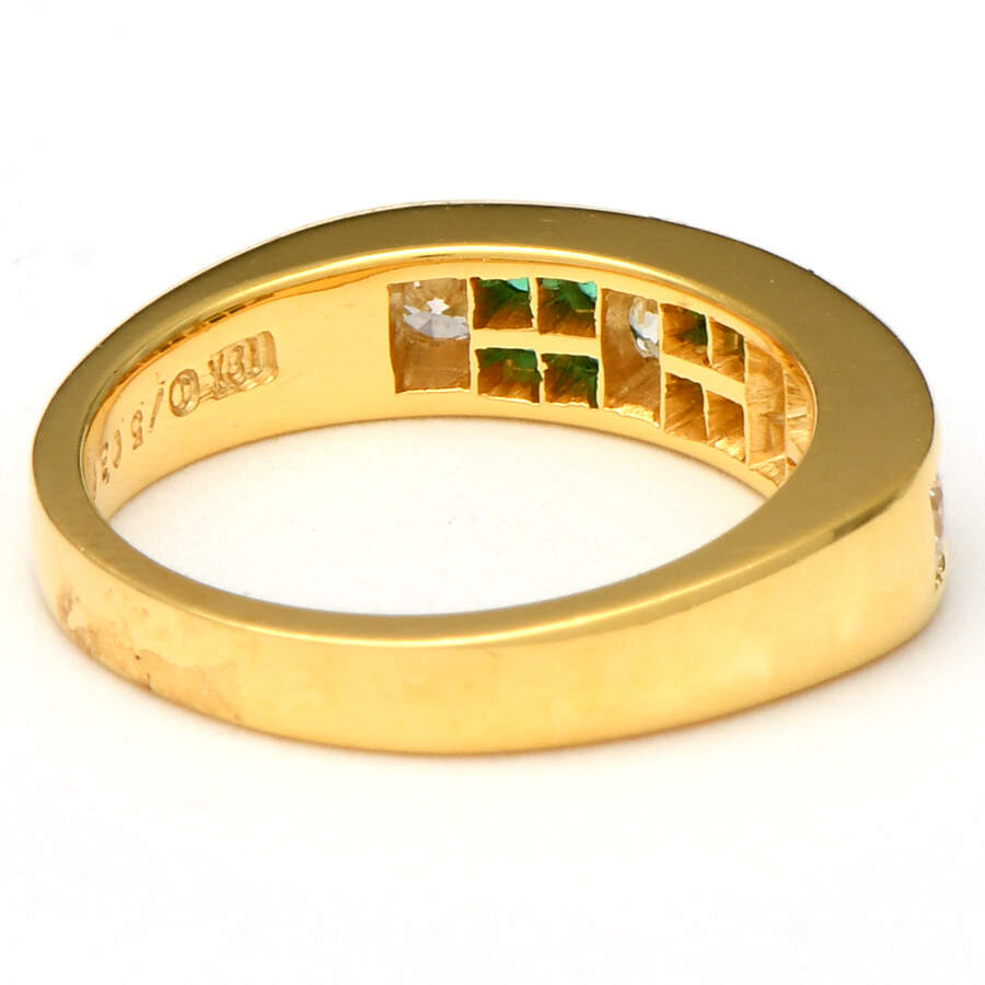 18KY Diamond(0.48) & Emerald(0.24) Ring-2