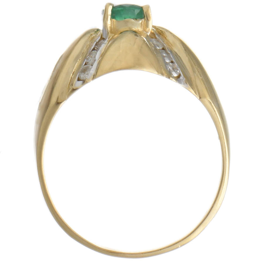 14KYW Emerald (0.47) & Diamond (0.24) X-Dome Ring-4