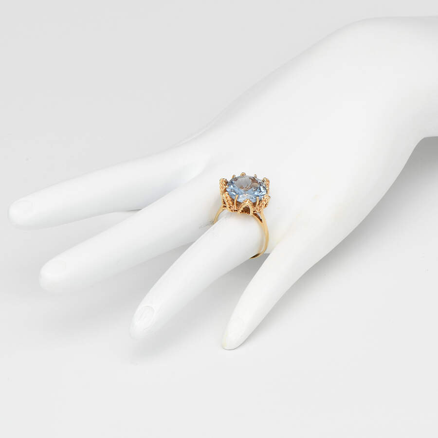 14KY Vintage Synthetic Blue Spinel Ring-5