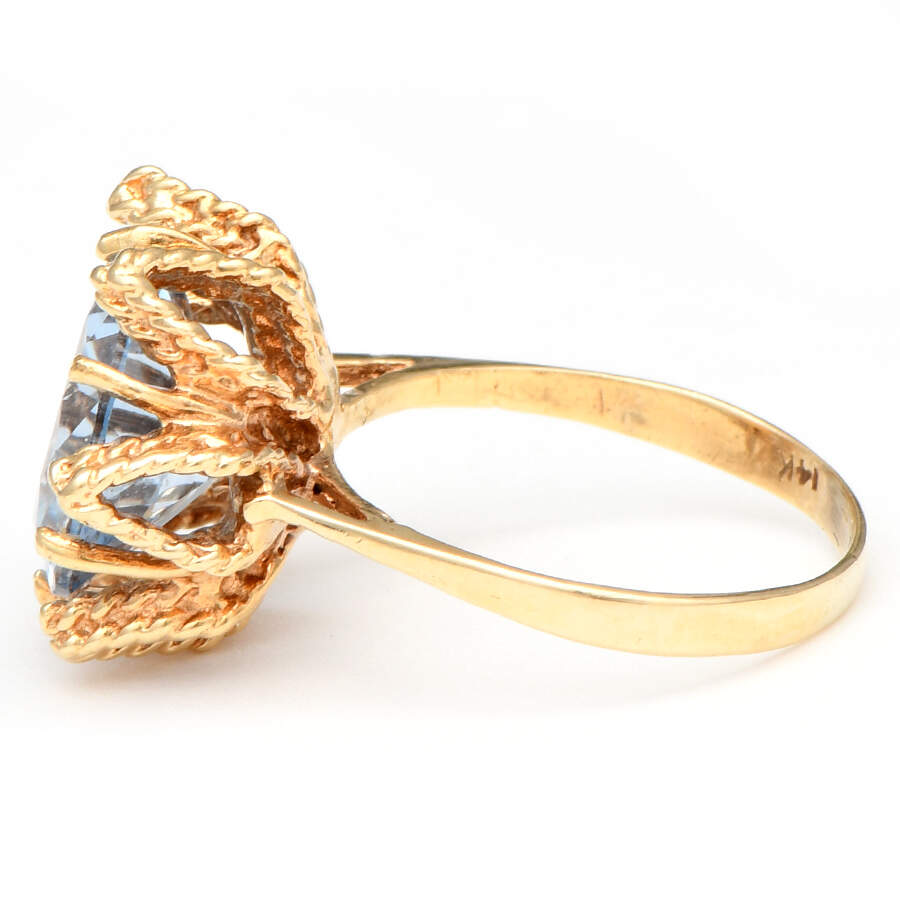14KY Vintage Synthetic Blue Spinel Ring-3