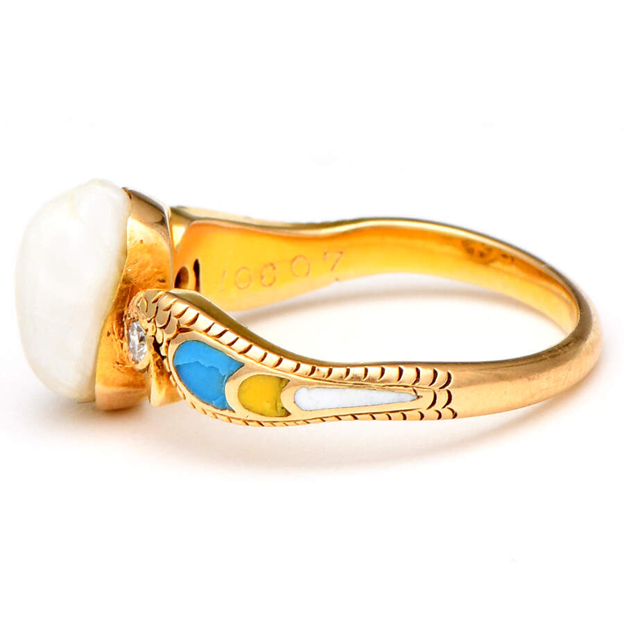 16KY Serpent Natural Pearl & Multi-Gemstone Ring-3