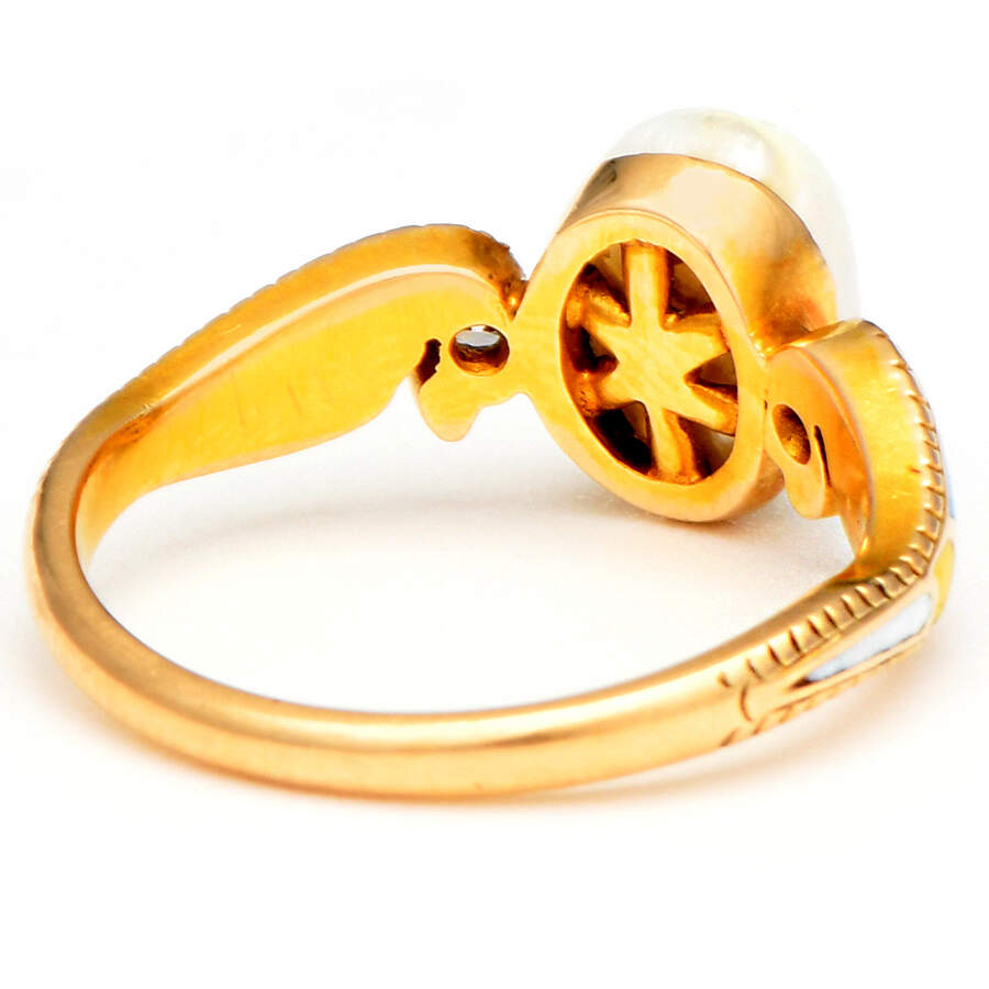 16KY Serpent Natural Pearl & Multi-Gemstone Ring-2