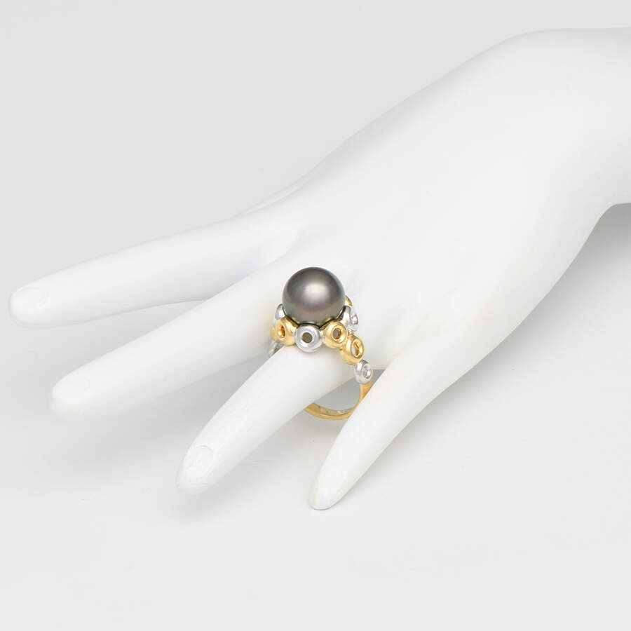 18KYW Black Tahitian Ring-5