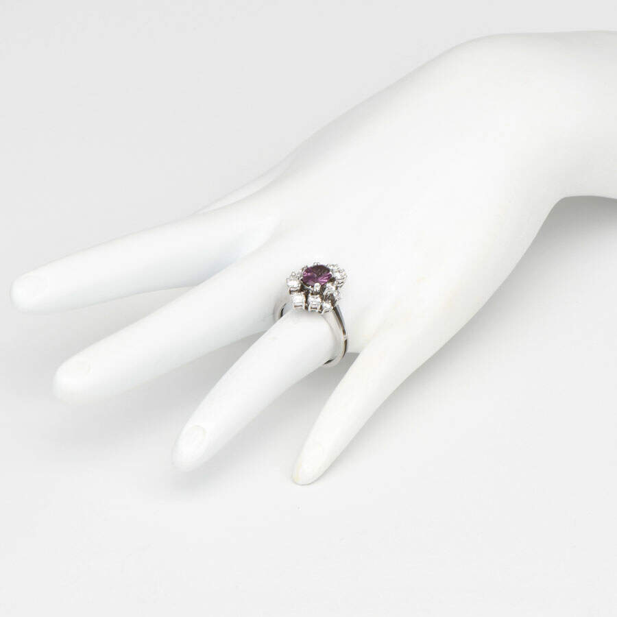 18KW Vintage Purple Spinel (1.04) & Diamond (0.95) Halo Ring-5