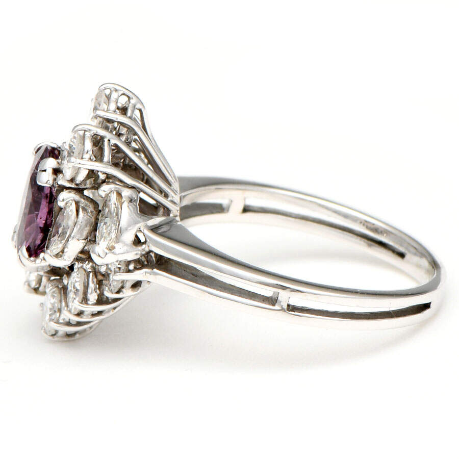 18KW Vintage Purple Spinel (1.04) & Diamond (0.95) Halo Ring-3