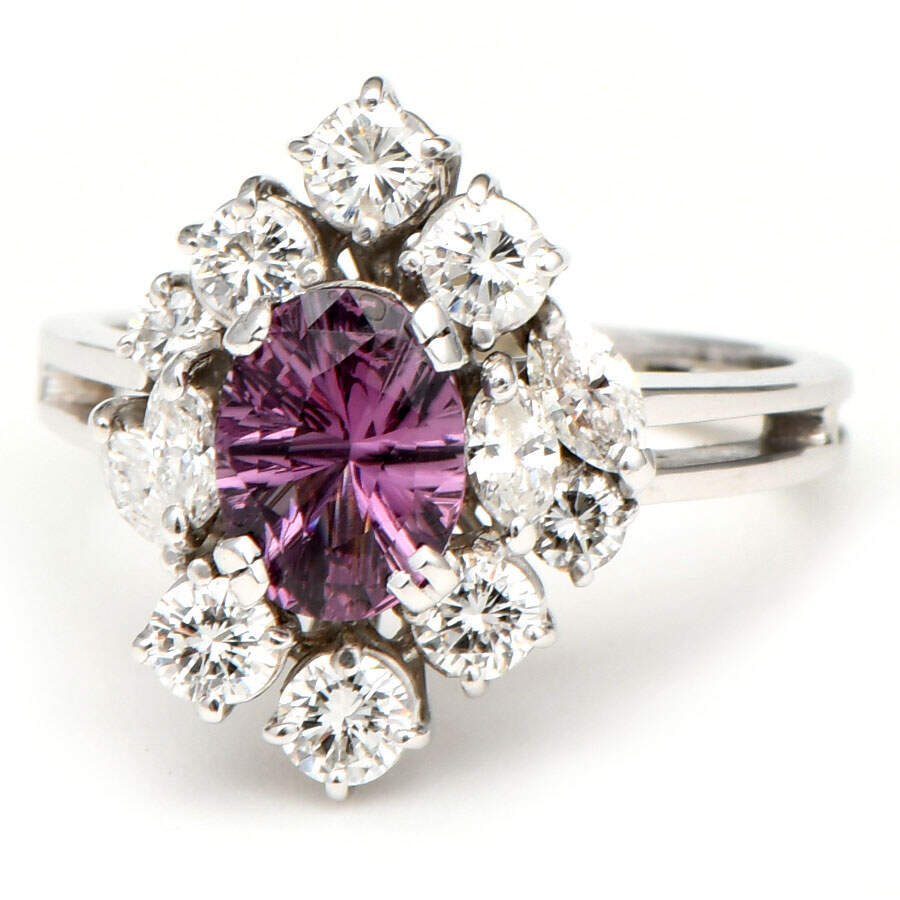 18KW Vintage Purple Spinel (1.04) & Diamond (0.95) Halo Ring-1