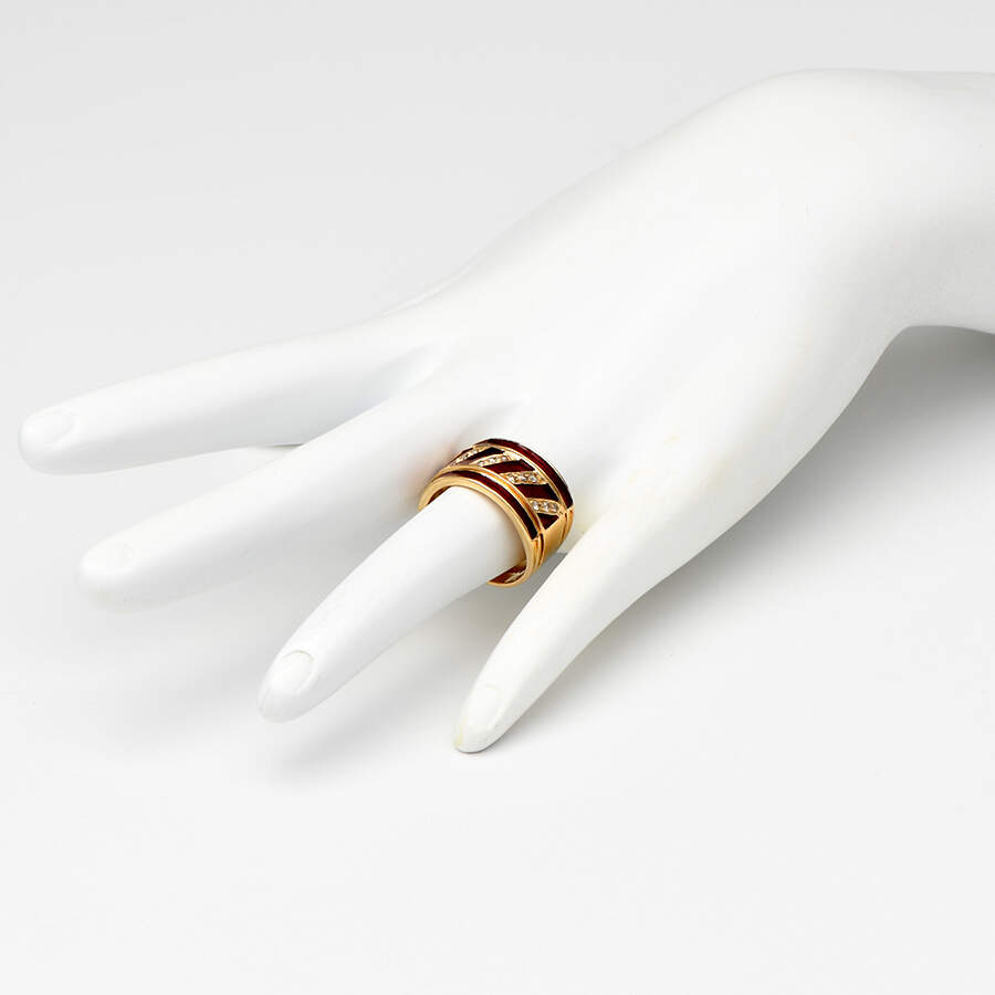 14KY Diamond(0.20) & Red Enamel Band Ring-5