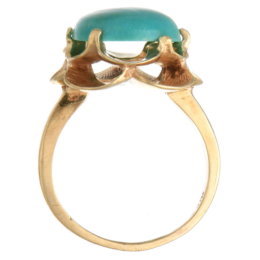 10KY Vintage Dyed Chalcedony Floral Ring-4