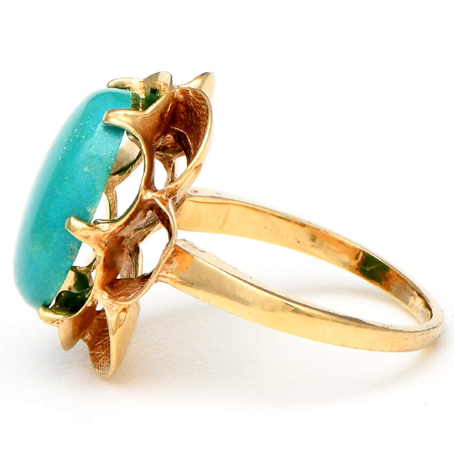 10KY Vintage Dyed Chalcedony Floral Ring-3