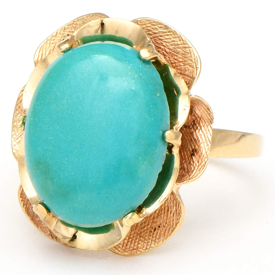 10KY Vintage Dyed Chalcedony Floral Ring-1