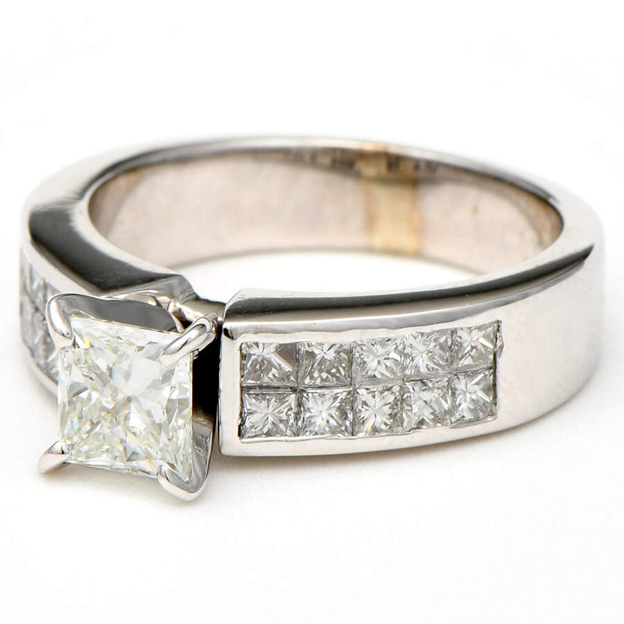 18KW Princess Cut Diamond (1.02) Engagement Ring-6