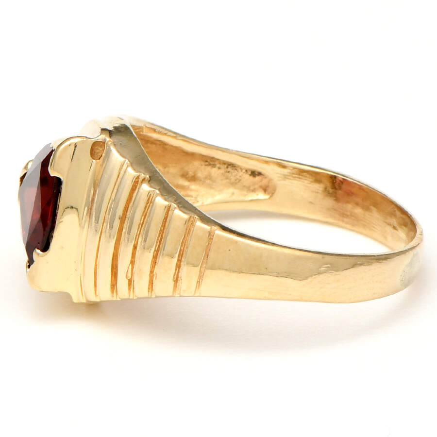 14KY Trillion-Cut Red Garnet (3.20) Statement Ring-3