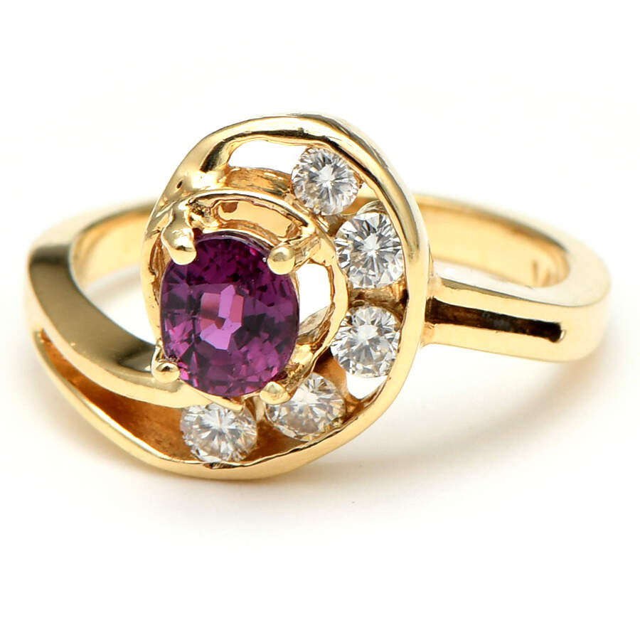 14KY Ruby & Diamond(.24) Swirl Ring-1