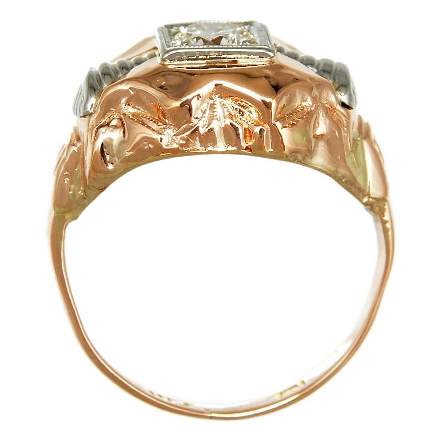 18KRW Art Deco Diamond (0.27) Dome Ring-4