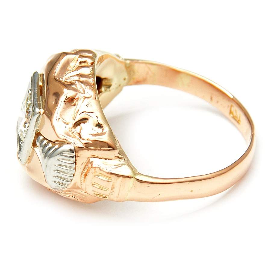 18KRW Art Deco Diamond (0.27) Dome Ring-3