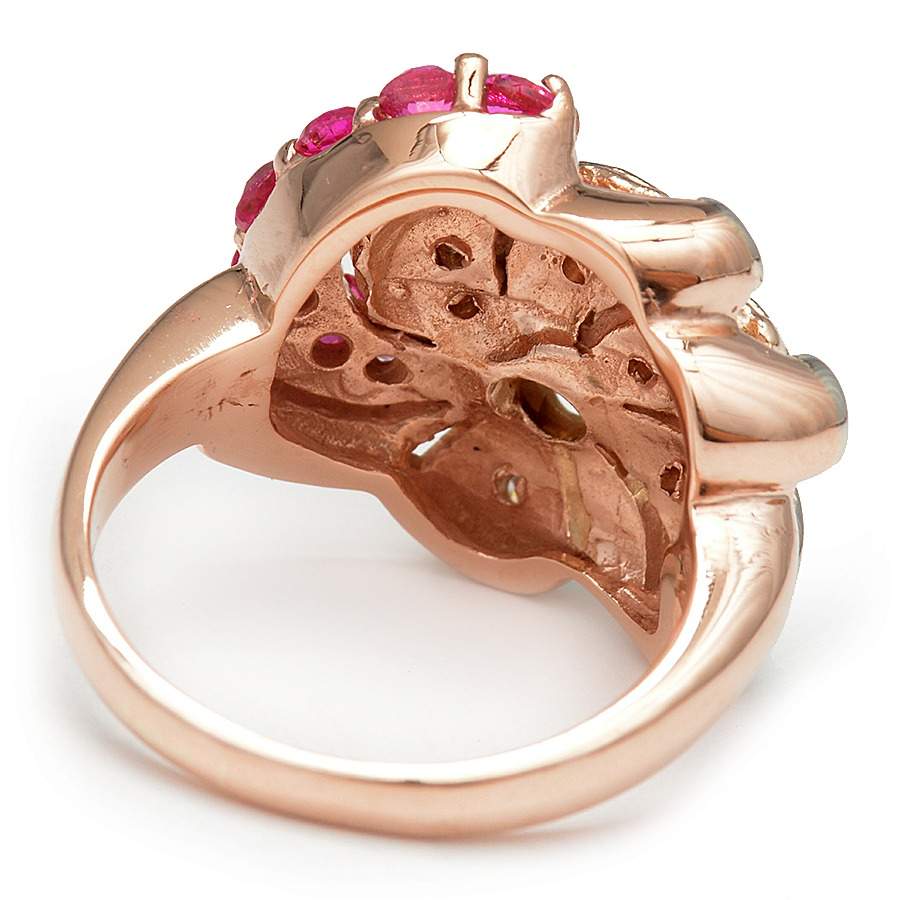 14KR & Platinum Diamond (0.68) & Created Ruby Ring-2