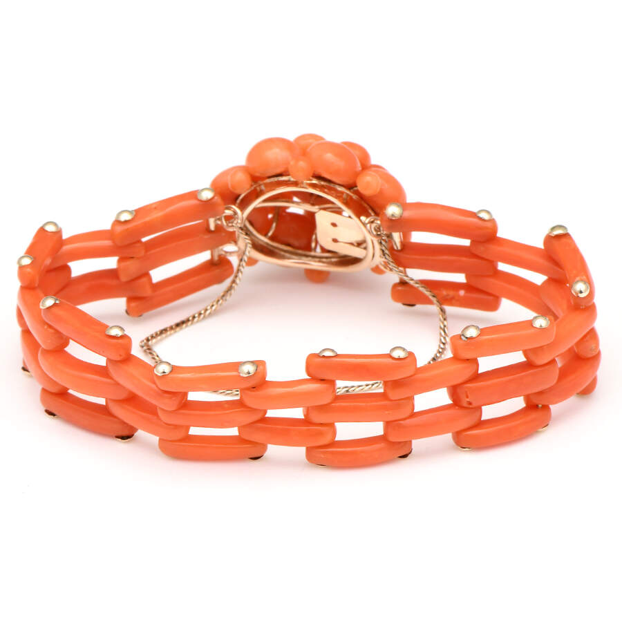 10KY Vintage Coral Gate Link Bracelet-2