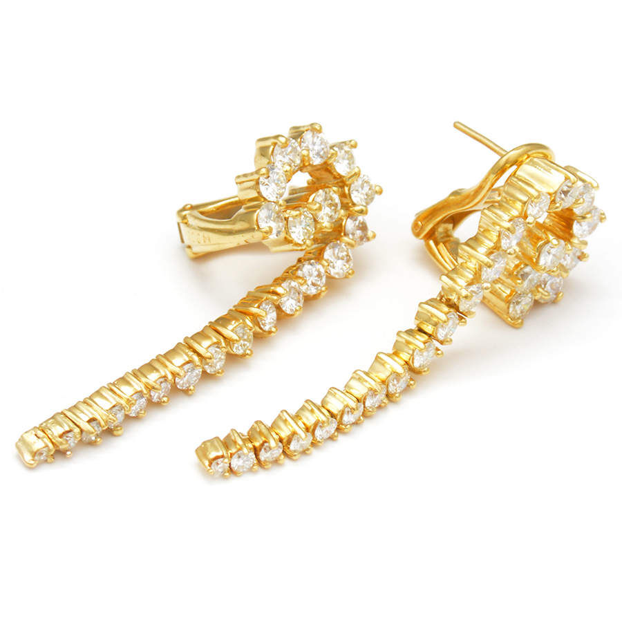 18KY Jose Hess Diamond (3.00) Drop Earrings-4