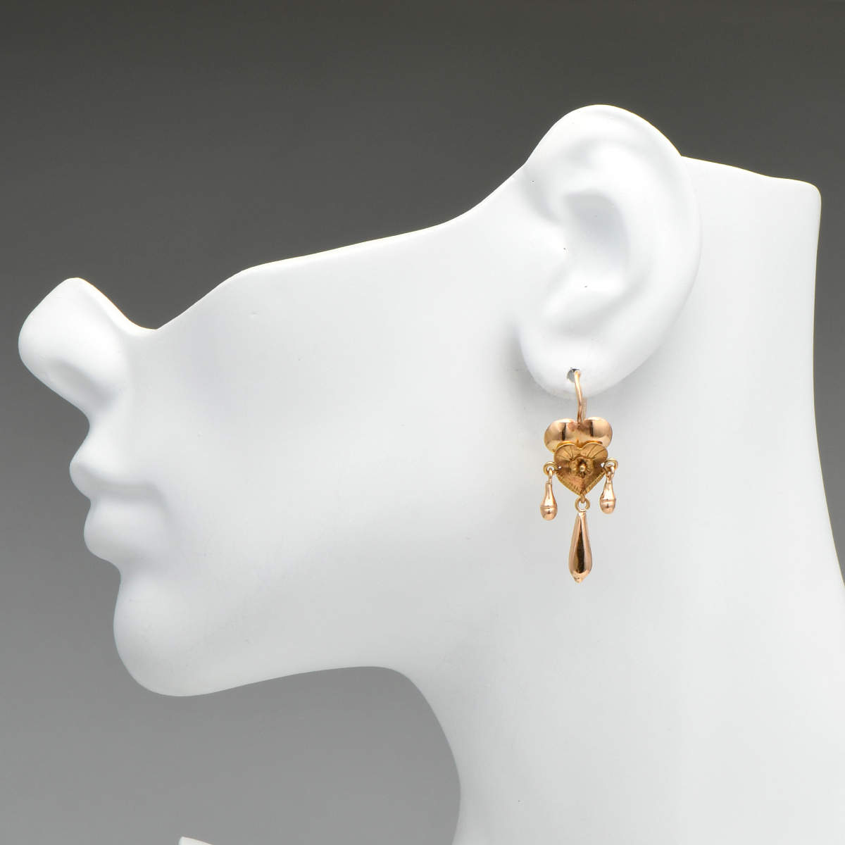 14KRY Double Heart Tassels Earrings-3