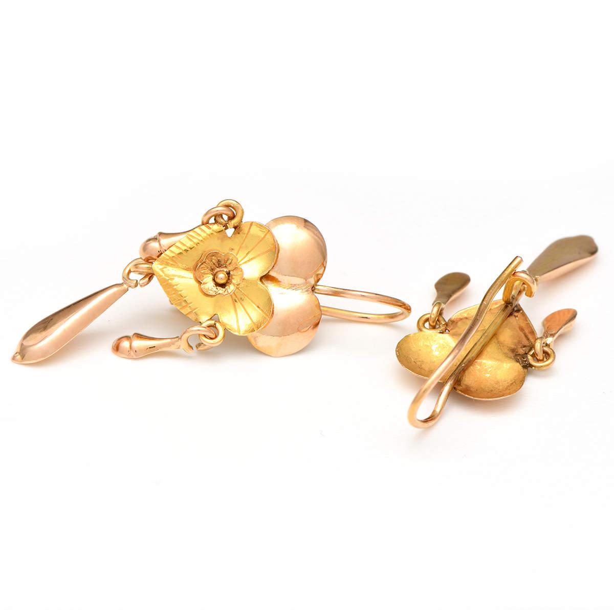 14KRY Double Heart Tassels Earrings-2