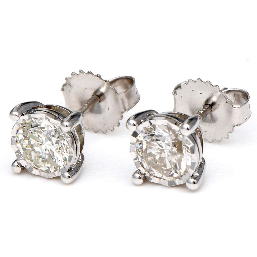 14KW Diamond(1.50) Solitaire Stud Earrings-1