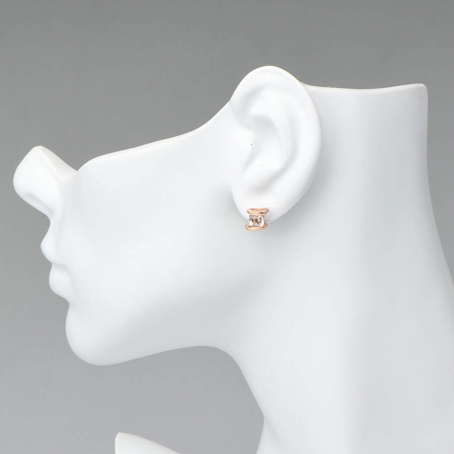 14KR Morganite(1.10) & Diamond Stud Earrings-3