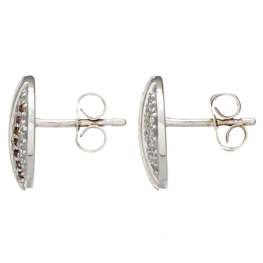 14KW White (0.32) & Brown (0.07) Diamond Button Earrings-2