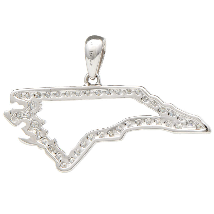 14KW Diamond (0.32) North Carolina Map Pendant-2
