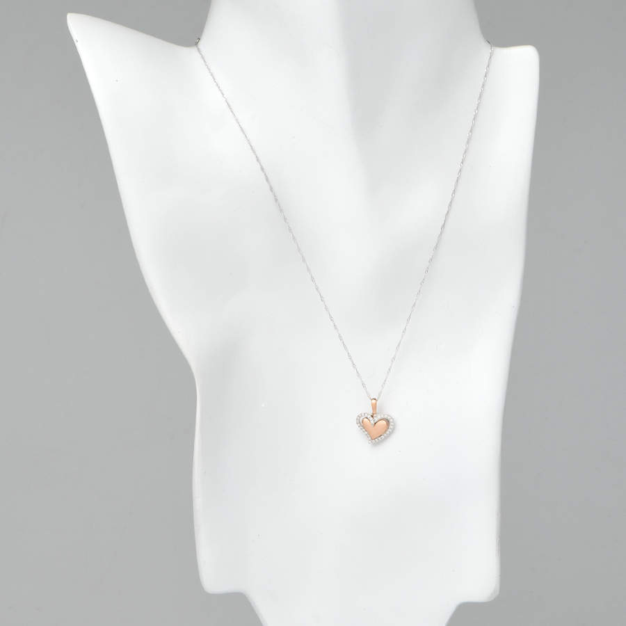 14KWR Diamond (.08) Halo High Polsh Heart-4
