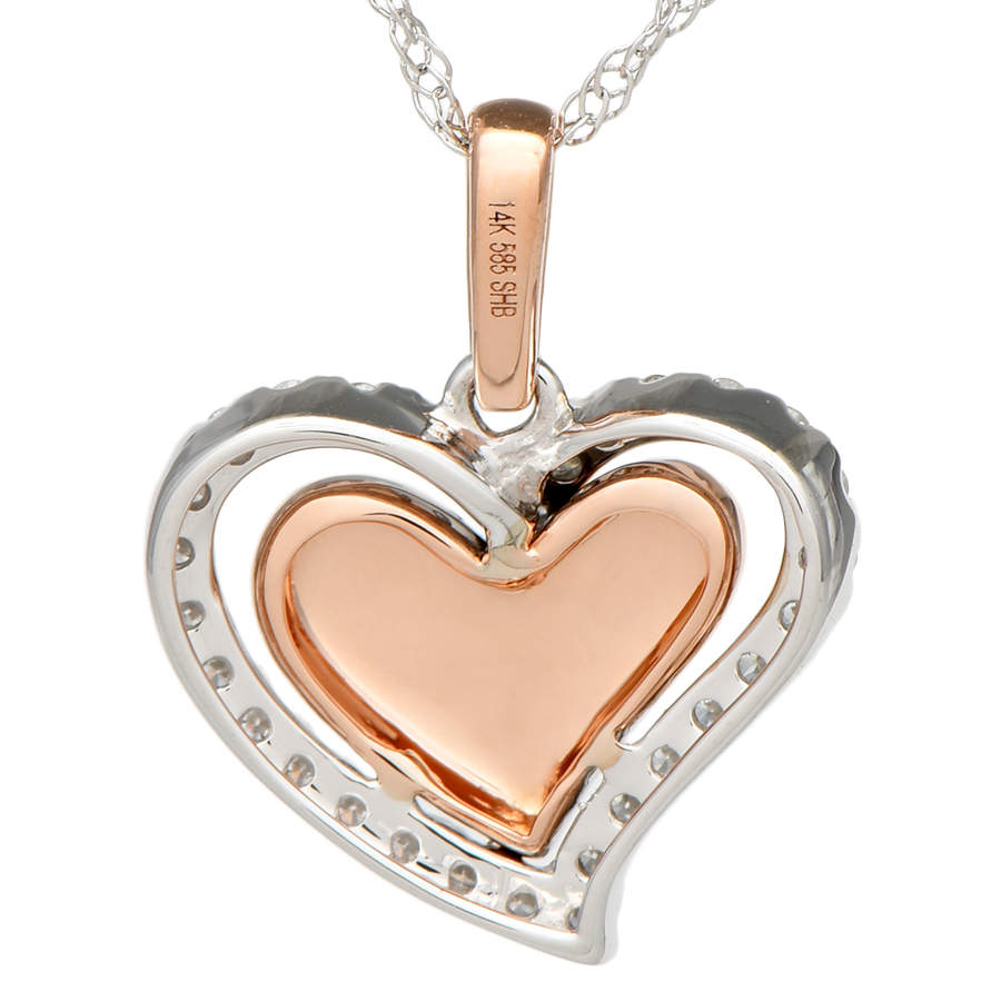 14KWR Diamond (.08) Halo High Polsh Heart-2