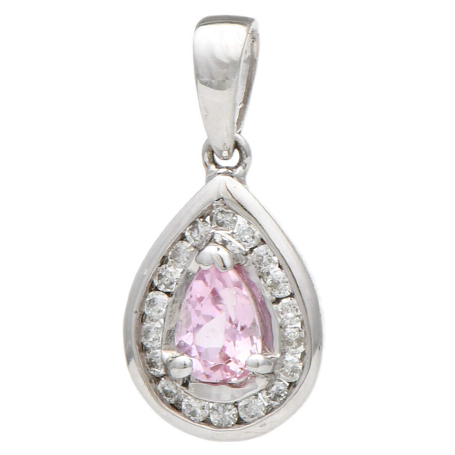 14KW Tourmaline(0.40) & Diamond(0.16) Halo Pendant-1