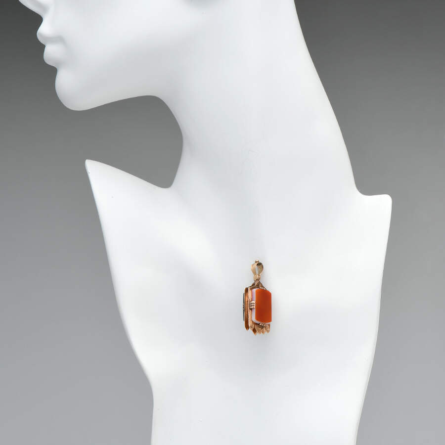 14KR Victorian Double Sided Agate Locket Pendant-5