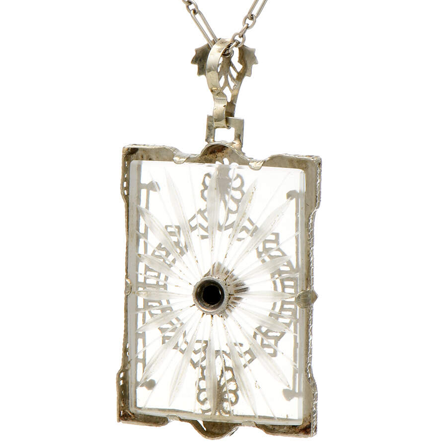 10KW Edwardian Rock Crystal Camphor Pendant-2