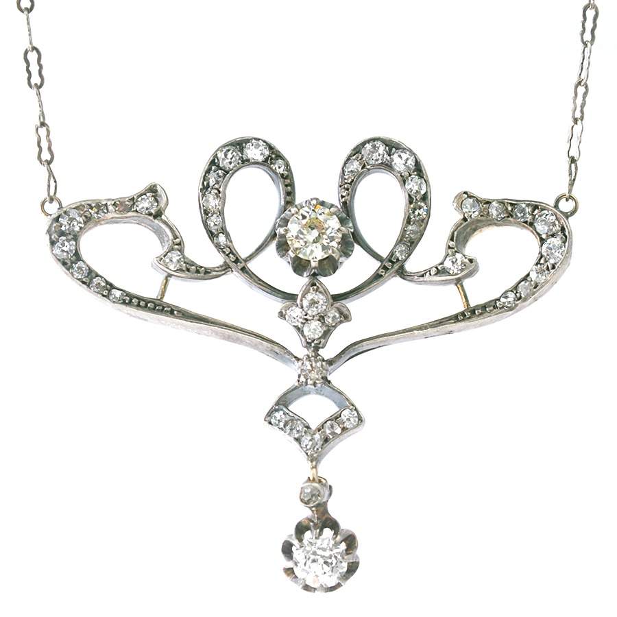 18KY & Sterling Lavaliere Diamond (1.00) Pendant-1