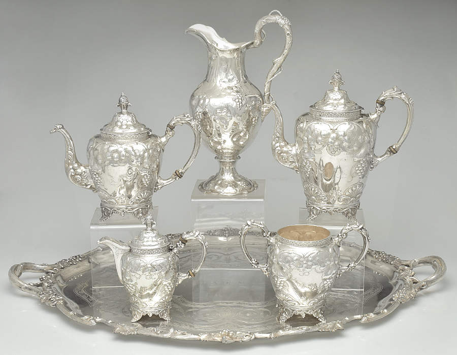 GGY3 (Coin, Hollowware) 5 Piece Tea Set (SCP, PTP, SCR, SSUO, WT28CS) by George Doty-1