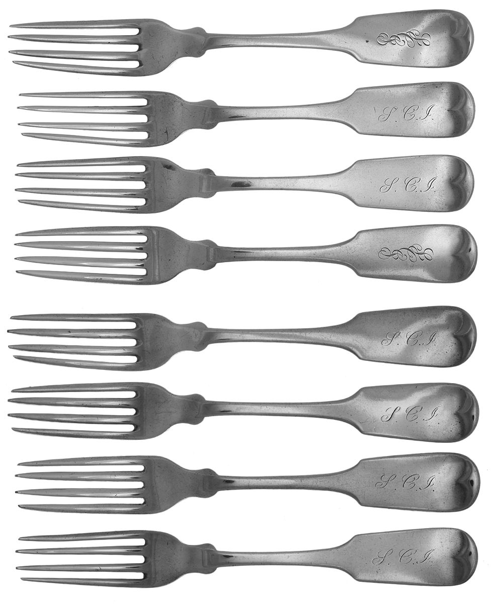 Coin Silver Flatware Fork - Set of 8 by Hayden & Whilden-1