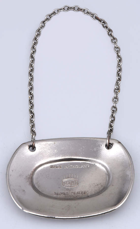 Silverplate Hollowware Decanter Label by Ianthe (England)-2