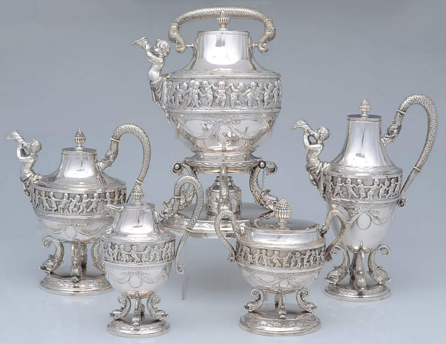 JZS2 (Hollowware) 5 Piece Tea Set (SCP, STP, SCR, SSU, SKES) by J D Schleissner Sohne-1