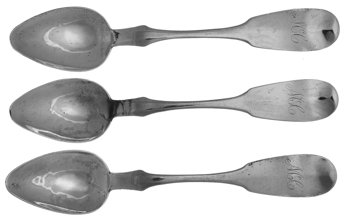 Coin Silver Flatware Teaspoon - Set of 3 by Sylvester Pence-1