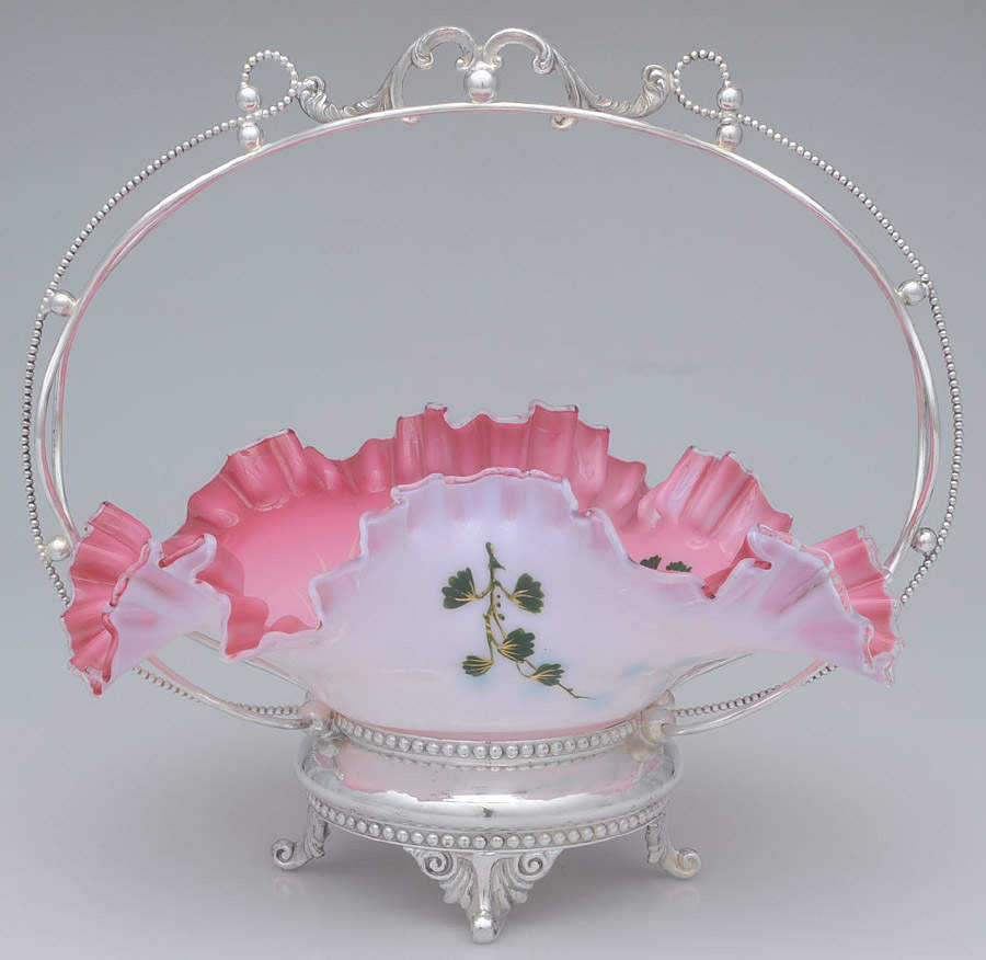476 (Silverplate, Hollowware) Bride's Basket W/Glass Insert by Standard Silver Toronto-1