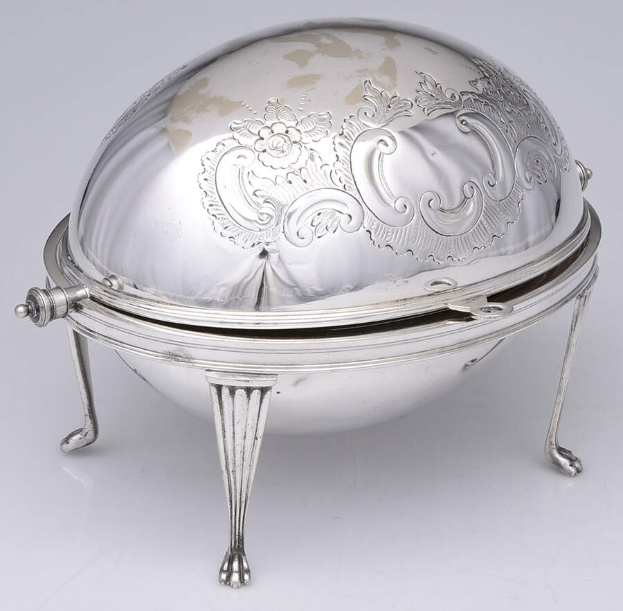 England Silverplate Hollowware Oval Roll Top Vegetable w/Liner & Strainer by Spurrier & Co-5
