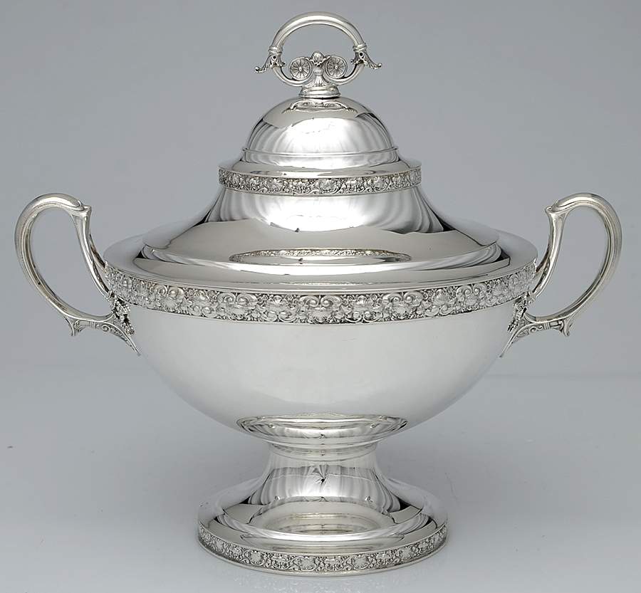 4962 (Sterling, Hollowware) Soup Tureen w/Silverplate Strainer by Tiffany & CO SILVER-1