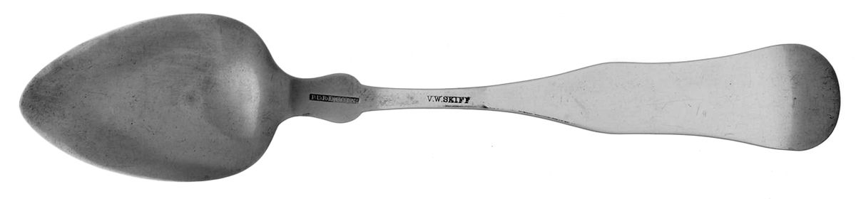 Coin Silver Flatware Dessert/Oval Soup Spoon by Valentine Warner Skiff-2