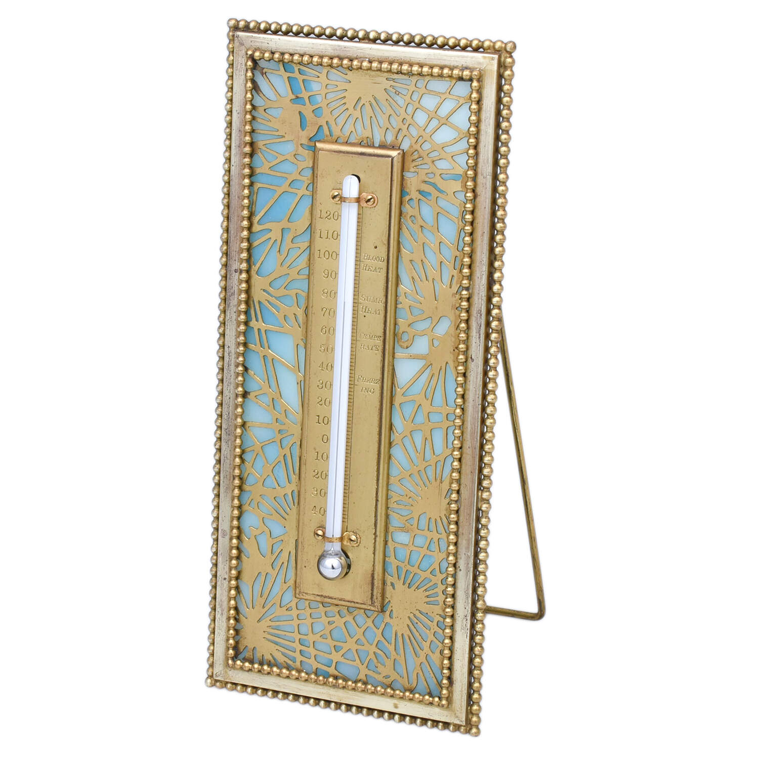 Pine Needles (Plated Copper, Hollowware) Thermometer with Aqua Glass by Tiffany & CO SILVER-1