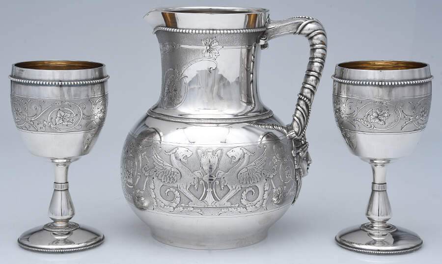 1511 (Sterling, Hollowware) Pitcher with 2 Matching Goblets by Tiffany & CO SILVER-1