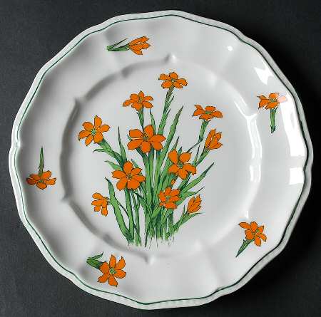 Devon (Scalloped, Green Trim) by Crown Staffordshire