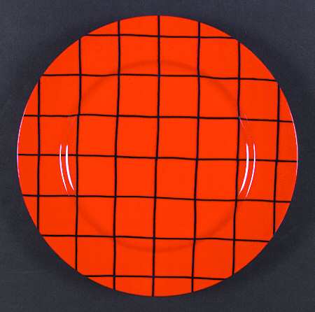 Windowpane (Black Stripes on Red) by Fitz and Floyd